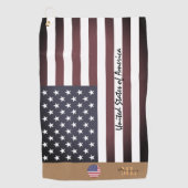 アメリカ国旗と統一された州モノグラムのUSAゴルフ ゴルフタオル (正面)