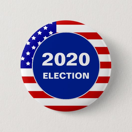 アメリカ国旗と編集可能な2020年選挙テキスト 缶バッジ (正面)