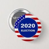 アメリカ国旗と編集可能な2020年選挙テキスト 缶バッジ (正面&裏面)