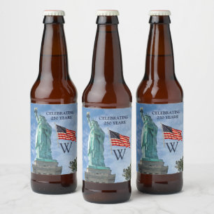アメリカ国旗と自由の女神のモノグラム USA 250  ビールラベル