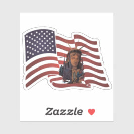 アメリカ国旗と自由の女神 シール