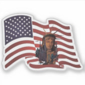 アメリカ国旗と自由の女神 シール (正面)