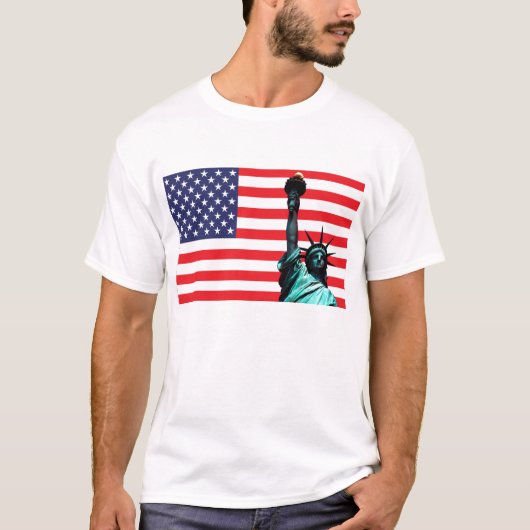 アメリカ国旗と自由の女神 Tシャツ (正面)