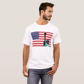 アメリカ国旗と自由の女神 Tシャツ (正面フル)