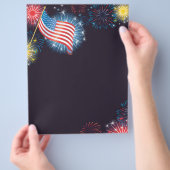 アメリカ国旗と花火のフライヤー チラシ (手)