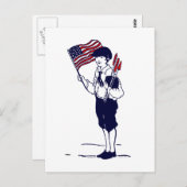 アメリカ国旗と花火の少年 ポストカード (正面/裏面)