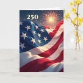 アメリカ国旗と花火の250周年記念 カード (黄色い花)