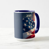 アメリカ国旗と花火の250周年記念 マグカップ (正面右)
