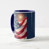アメリカ国旗と花火の250周年記念 マグカップ (正面左)