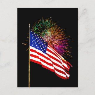 アメリカ国旗と花火はがき ポストカード