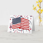 アメリカ国旗と花火空白のが中 カード (黄色い花)