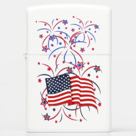 アメリカ国旗と花火