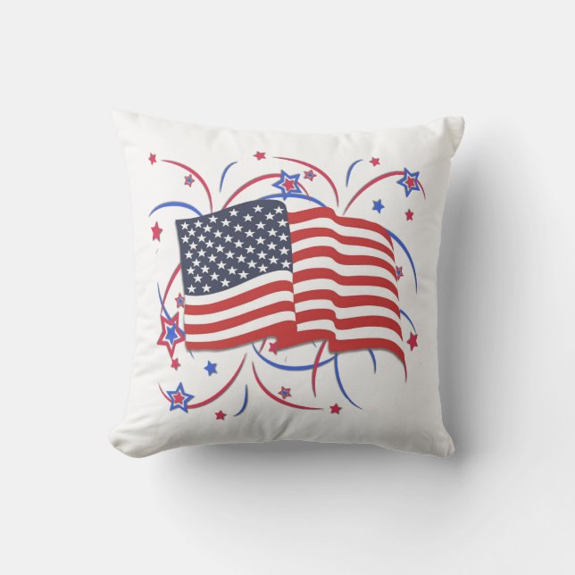アメリカ国旗と花火 アウトドアクッション (正面)