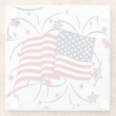 アメリカ国旗と花火 ガラスコースター (裏面)