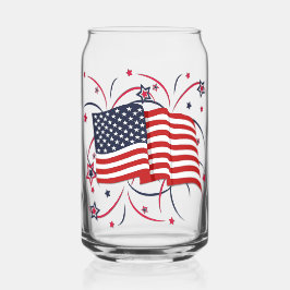 アメリカ国旗と花火 ガラス缶