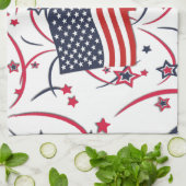 アメリカ国旗と花火 キッチンタオル (折り畳み)
