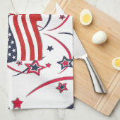 アメリカ国旗と花火 キッチンタオル (四つ折り)