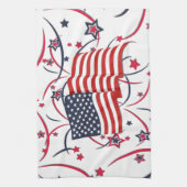 アメリカ国旗と花火 キッチンタオル (縦)