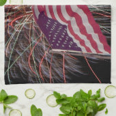 アメリカ国旗と花火 キッチンタオル (折り畳み)