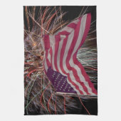 アメリカ国旗と花火 キッチンタオル (縦)