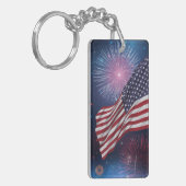 アメリカ国旗と花火 キーホルダー (正面左)