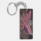 アメリカ国旗と花火 キーホルダー (正面左)