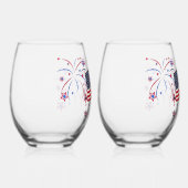 アメリカ国旗と花火 ステムなしワイングラス (右)