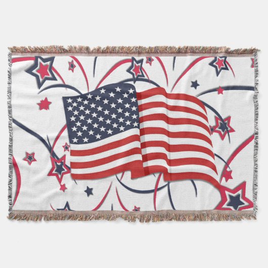 アメリカ国旗と花火 スローブランケット (正面)