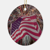 アメリカ国旗と花火 セラミックオーナメント (左)
