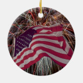 アメリカ国旗と花火 セラミックオーナメント (裏面)
