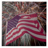アメリカ国旗と花火 タイル (正面)