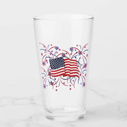 アメリカ国旗と花火 タンブラーグラス (正面)