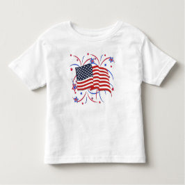 アメリカ国旗と花火 トドラーTシャツ
