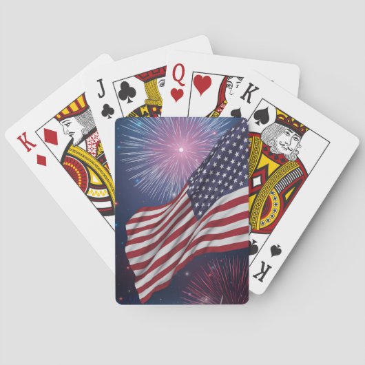 アメリカ国旗と花火 トランプ (裏面)