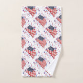 アメリカ国旗と花火 バスタオルセット (ハンドタオル)