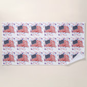 アメリカ国旗と花火 ビーチタオル (正面)