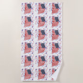 アメリカ国旗と花火 ビーチタオル (正面)