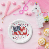 アメリカ国旗と花火 ペーパープレート (パーティー)