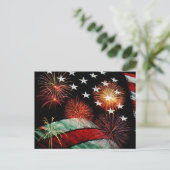 アメリカ国旗と花火 ポストカード (スタンド正面)