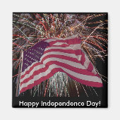 アメリカ国旗と花火 マグネット (正面)