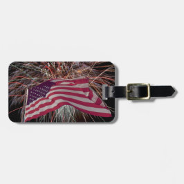 アメリカ国旗と花火 ラゲッジタグ