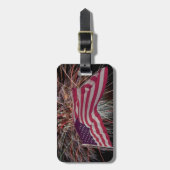 アメリカ国旗と花火 ラゲッジタグ (正面縦)