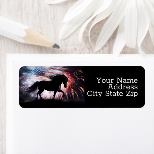 アメリカ国旗と花火 ラベル (インサイチュ)