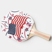 アメリカ国旗と花火 卓球ラケット (横)