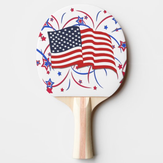 アメリカ国旗と花火 卓球ラケット (裏面)