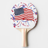 アメリカ国旗と花火 卓球ラケット (正面)