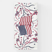 アメリカ国旗と花火 横断幕 (縦)