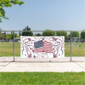 アメリカ国旗と花火 横断幕 (インサイチュ)