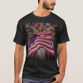 アメリカ国旗と花火 Tシャツ (正面)