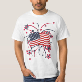 アメリカ国旗と花火 Tシャツ